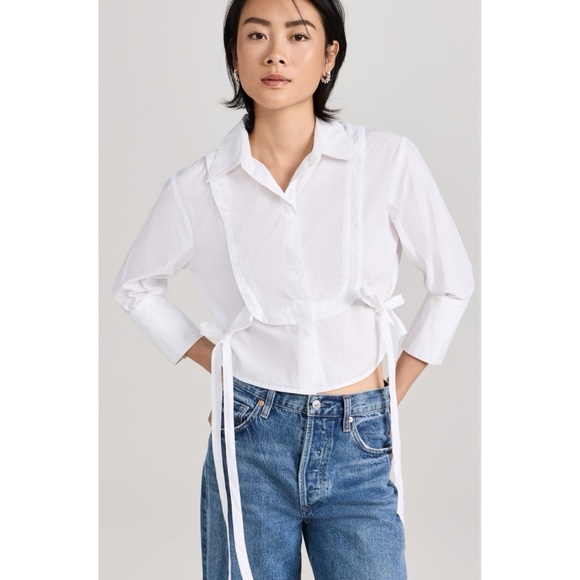 Citizens of Humanity Virginia Tuxedo Bib Shirt Top Blouse White - Picture 1 of 16